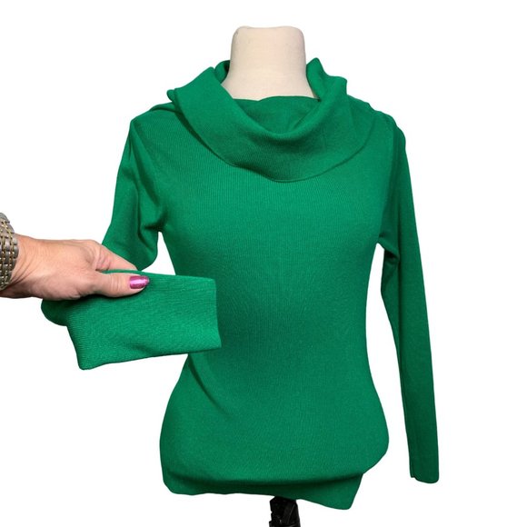 Ett twa Anthropologie Women's Cecily green sweater knit pullover bare shoulder M - Picture 10 of 11